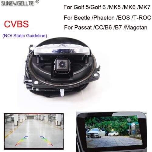 For VW emblem Logo CCD Car Rear view Camera for CC Golf Passat Sportsvan Golf 5 6 7 Phaeton T-ROC Emblem Flipping Reverse Camera