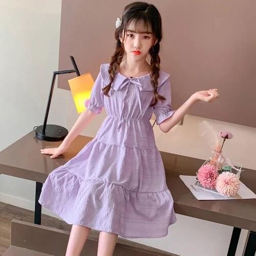 Elegant Flower Girls Dress Wedding Party Princess Dresses Casual Kids Clothes Ruffles Short Sleeves Dresses Childrens Vestidos