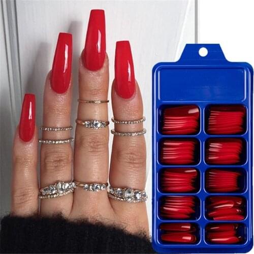 100pcs False Nails Coffin Extension Forms Nailtips Fingernails Artificial Fake Nail Polish Decor Manicure Accessories
