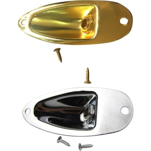 Hot AD-2Pcs Boat Guitar Jack 1/4 Inch Input Output Jack Plate Socket 6.35Mm for FD Strat Style Guitar Parts - Silver & Gold
