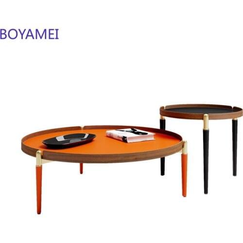 Customized tea table TV cabinet combination light luxury modern simple style apartment Italian round high end living room