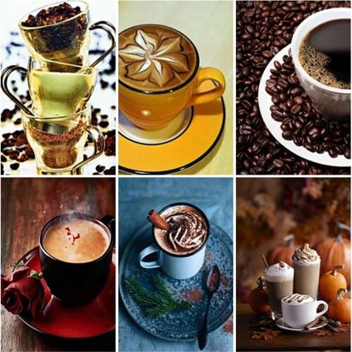 DIY Diamond Painting Coffee Full Round&Square Drill Resin Beans Mosaic Diamond Embroidery Rhinestone Home Art Craft Decoration