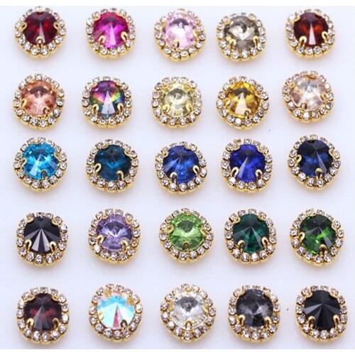 Round Rhinestone Bags Rhinestones 12Mm/18Mm Sew-On Decorative Glass Stones 5Pieces/lot Diy Sewing Applique For Clothing