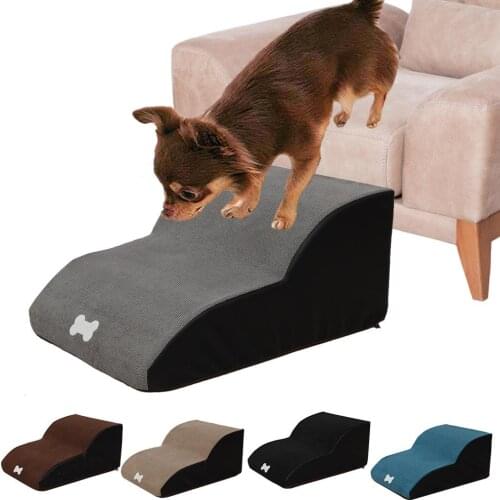 Dog Cat Stairs Ladder Pet Stairs Step Dog Ramp Sofa Bed Ladder 2 Layers Slope High-density Sponge Non-slip Bottom