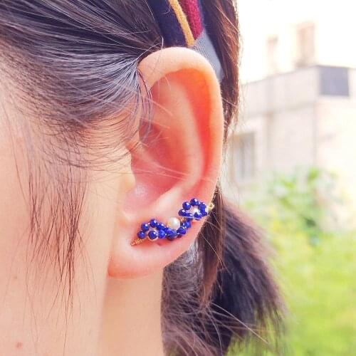 Lii Ji Genuine Lapis Lazuli Freshwater Pearl Handmade Earrings Delicate Jewelry