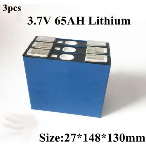 3pcs 3.7v Lithium Ion Battery 3.7v 65Ah Cells 3C-5C Discharge Battery for Diy 12V Electric Motorcycle Solar Energy Power Tools