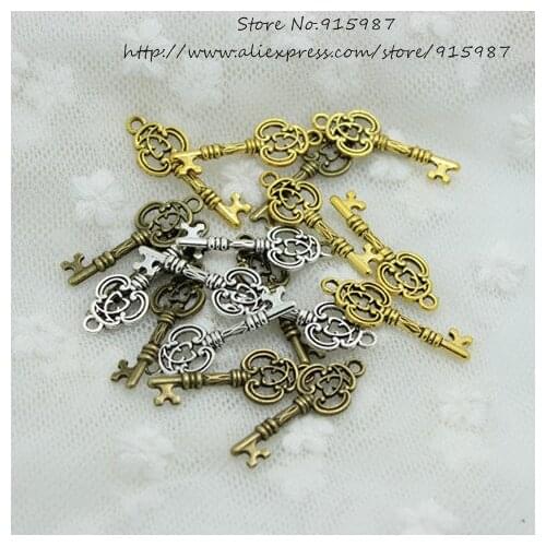 Sweet Bell 100pcs 10*27mm Three Color Vintage Metal Alloy Keys Jewelry Charms Jewelry Pendant Fit Jewelry Making Pendants 2B163