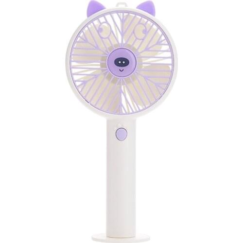 Mini Fan Portable Rechargeable With Light USB Desktop Handheld Adjustable 3 Speed Cartoon Quiet Travel Outdoor Desk Fans Silent