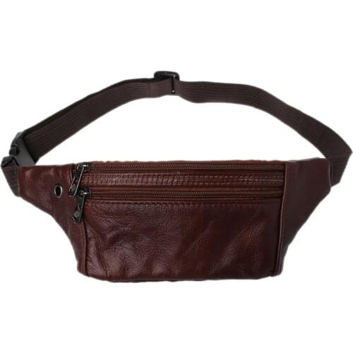 Genuine Leather Men Belt Pouch Fanny Pack Waist Purse Clutch Bag cashier M6CC