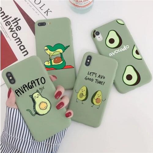 Soft TPU Case For iPhone 12 Pro mini XR XS Max X 10 7 8 6 6S Plus SE 2020 Cover For iPhone 11 Pro Max Case Couple Avocado Fundas