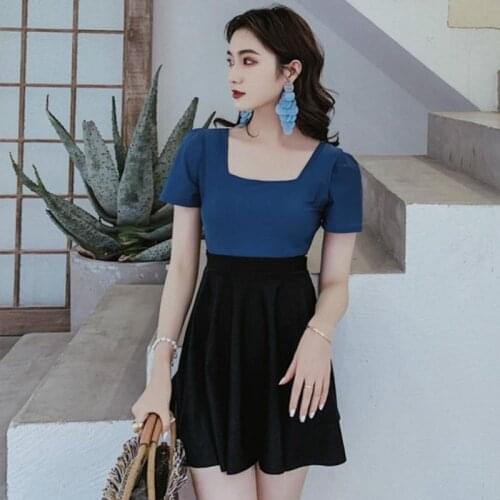 2021 New Sexy One Piece Swimsuit Female Splicing Swimwear Women Solid Brazilian Backless Monokini Two Piece Swimskirt