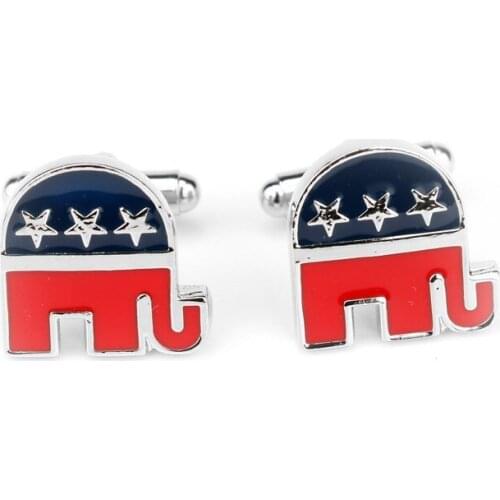 New Fashion Republican Elephant Shape Cufflinks High Quality Wedding Cuff Links for Women Men Lovely Shirt Coat Jewelry 4.5