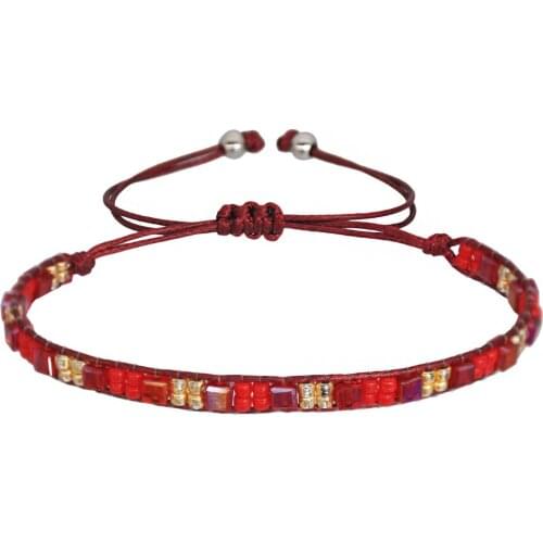 New Bohemia DIY Handmade Braided Rope Color Crystal Beads Women Bracelet Ornament