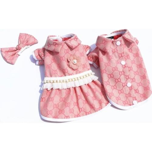 Dropshipping Dog Apparel Supplies Cute Princess style dog Dresses Pet Puppy couple Skirt Clothes