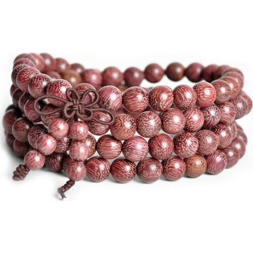 Tibetan Buddhism 108 purple light Sandalwood beads Mala Necklace