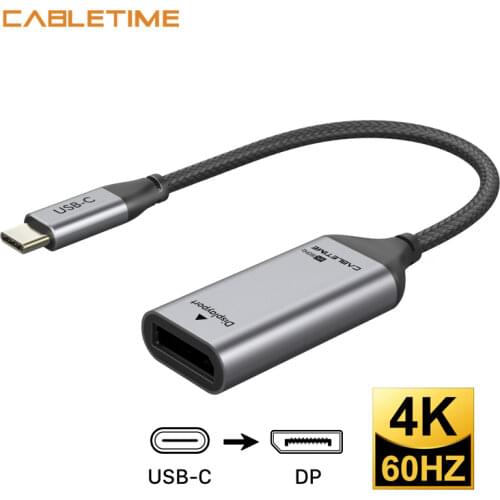CABLETIME USB C to Displayport Adapter 4K USB C to DP Converter for Macbook Air Type C to DP Dell Laptop DP Converter N375