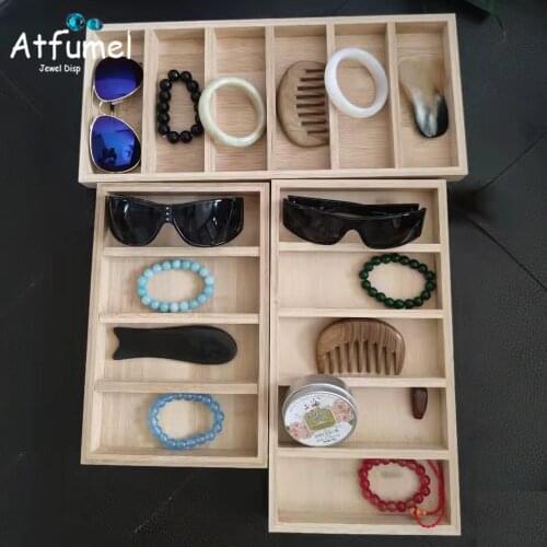 Retro Natural Bamboo Sunglasses Jewelry Display Tray Watch Bracelet Earring Jewelry Storage Box Ring Jewelry Showcase Tray