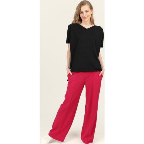 With pockets Casual Cut Pants-Fuchsia