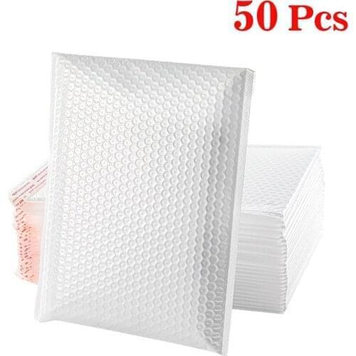 50 Pcs White Poly Mailer Bubble Mailers Padded Envelopes for Gift Packaging Lined Mailer Self Seal Bag Bubble Mailers Padded