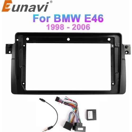 Eunavi car radio dashboard Frame For BMW E46 / M3 / 318i / 320i / 325i / 330/335 1998-2006 Gps stereo panel car panel frame