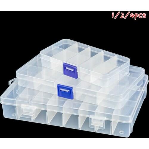 Adjustable 15/10/24 Grids Compartment Plastic Storage Box Jewelry Earring Bead Screw Holder Case Display Organizer Container