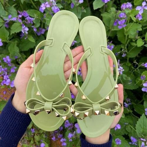 Butterfly Slippers 2021 Summer Outdoor Woman Beach Shoes Jelly Flip Flops PVC Slides Girls Sandals Slip on Flat with Slippers