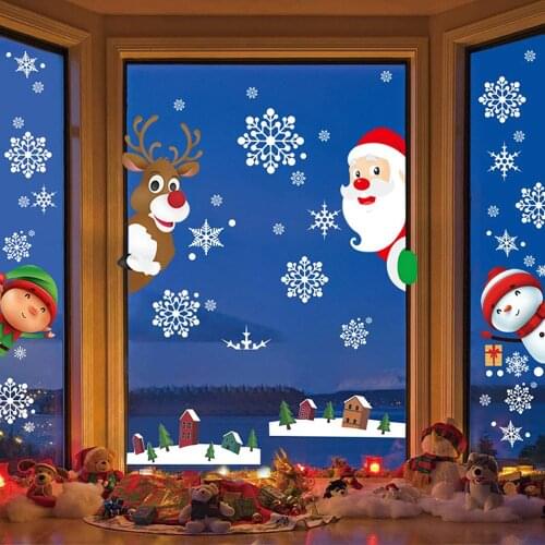 Christmas Window Sticker 2021 Merry Christmas Decorations for Home 2021 Navidad Noel Cristmas Ornaments Xmas Gift New Year 2022