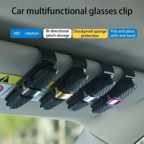 Universal Car Sun Visor Sunglasses Holder Clip Universal Black Ticket Card Clamp Fastener Cip Car Glasses Cases Portable