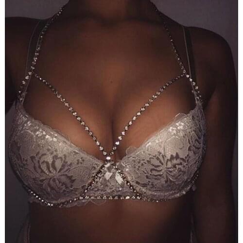 Cross Rhinestone Bralette Body Chain Sexy Jewelry for Women Bling Crystal Body Chest Chain Necklace Jewelry Party Gift Jewelry