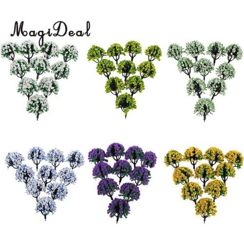 10Pcs 1/150 Train Railroad Scenery Landscape Model Trees N Scale with Flowers Model Building Kits Classic Toys 6cm