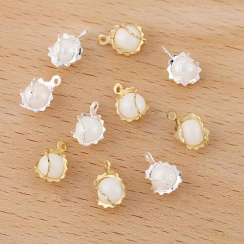 100pcs 6mm Plastic Beads Charms Metal Brass Pendant DIY Handmade Accessories For Jewelry Making