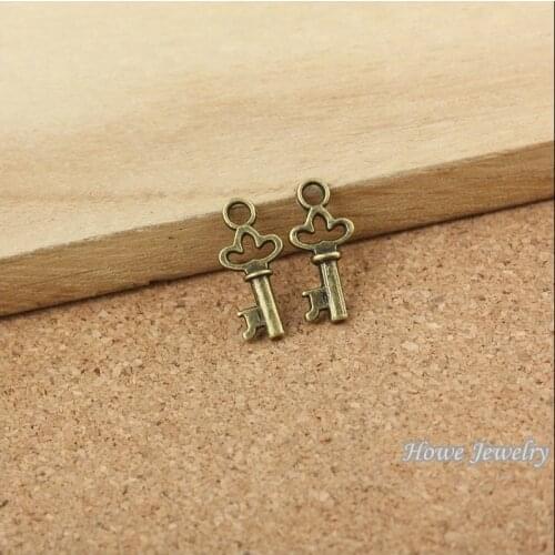 120 pcs Antique bronze Hollow Imperial crown key Pendant Alloy DIY Fashion charm Bracelet Necklace Jewelry Accessories 10057