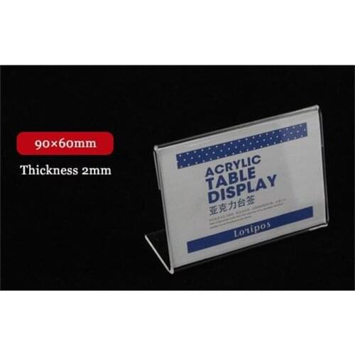9*6cm Clear Acrylic Sign Holder Price Tag Display Stand Table Name Card Stand Label Holder Frame Desk Sign Case Sleeve 100pcs