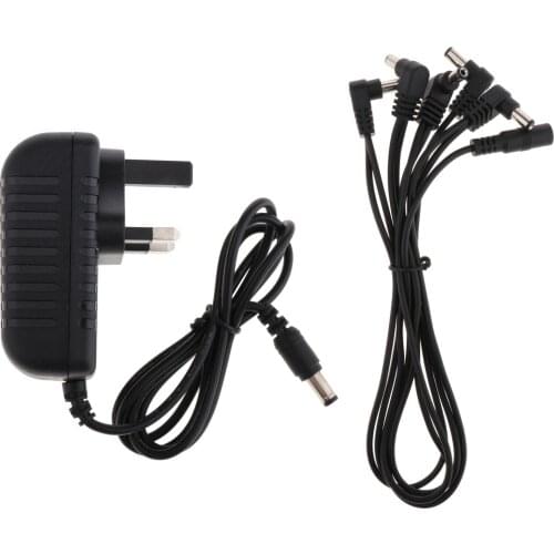 9V 1A AC/DC Guitar Effector Pedal Power Supply Adapter with 5 Way Chain Cable
