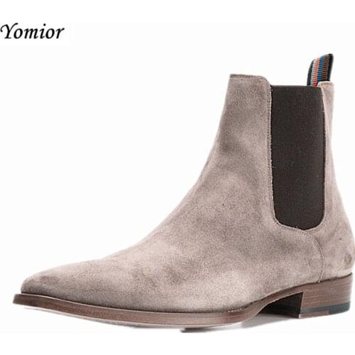 Handmade Spring Winter Kanye West Shoes Boots Chelsea Ankle Boots Real Leather Wedding Party Dress Boots Motorcycle Men Boots