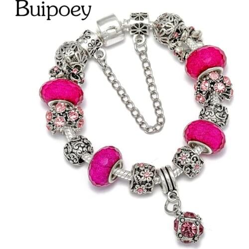 Buipoey Charm Crystal Beaded Bracelet DIY Bangle For Women Couples Lover Original Jewelry Gift Factory Direct Jewelry
