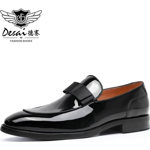 DESAI Men Loafer Shoes For Men Top Quality Easy Wear Black Genuine Leather Shiny Surface Fashion Casual 2021 New Arrival Summer