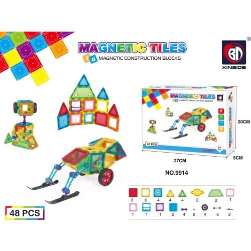 48PCS ABS Plastic construction blocks magnetic tiles toys