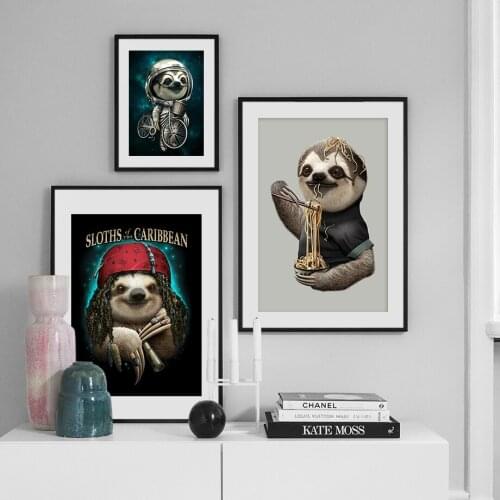 Home Decor Print Nordic Style Animal Sloth Painting Wall Art Canvas Simple Pictures Watercolor Funny Poster Modular For Kid Room