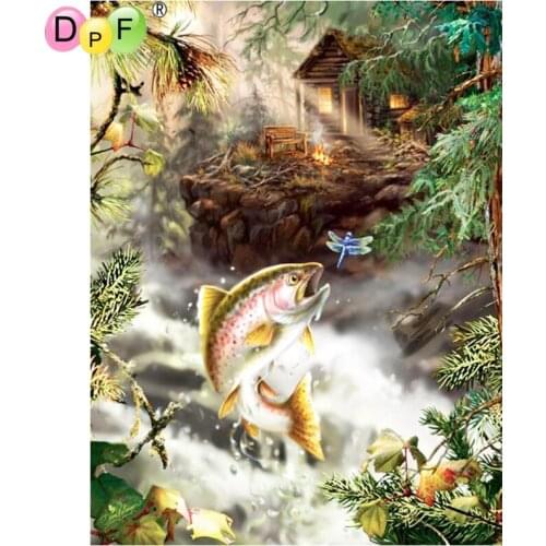 DPF DIY Diamond Embroidery Magic Cube Cross Stitch fish dragonfly 5D full Round Diamond Painting crafts Gift Mosaic Art Decor