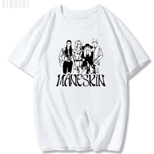 Maneskin T Shirt Men/Women Band 2021 New Summer Harajuku Graphic Tees Oversized Short Sleeve 100% Cotton Cartoon fashion Tops II