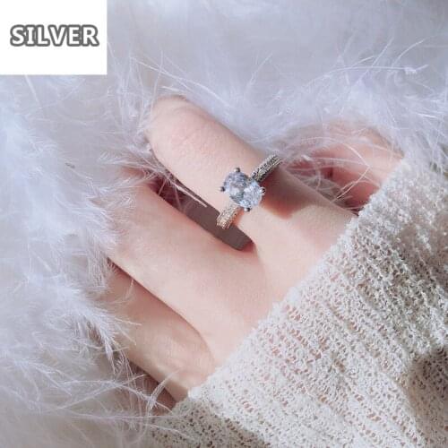 Hot Shiny Oval Cut White Topaz Natural Gemstone Ring Female diamond band diamond rings for women