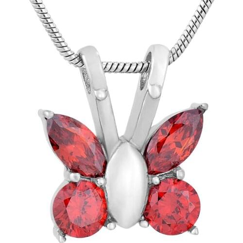 Ijd9744 Butterfly Ash Holder with Cute/Romantic Design Cremation Urn Pendant Necklace with Shiny Crystal for Pet/Human