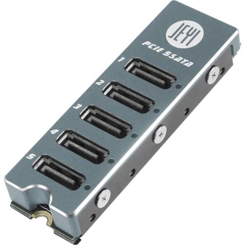 JEYI SATA Disk Array Card JMS585-Slim 5 Ports SATA3 for M. 2 Nvme PCI-E 3.0 to SATA 16G JMB585 with Radiator for ThunderBolt3