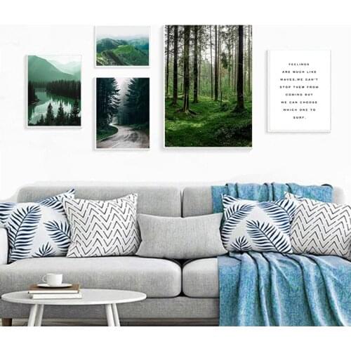 Mountain Lake Forest Road Travel Quotes Wall Art Canvas Painting Nordic Posters And Prints Wall Pictures For Living Room Decor