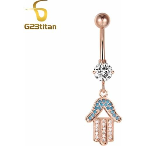 G23titan Crystal Navel Ring Sexy Drop Dangle Body Piercing Nombril Ombligo Belly Button Rings Men Women Body Jewelry