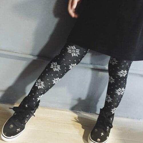 Baby Girls Snowflake Embroidery Tights Cotton Girls Knee High Socks Tights Baby Girl Christmas Pantyhose Kids Tights