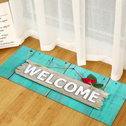 WUJIE Letters Print Kitchen Rugs Floral Door Mat Anti-slip Carpets for Living Room Welcome Mats Protective Floor Mat Balcony Rug