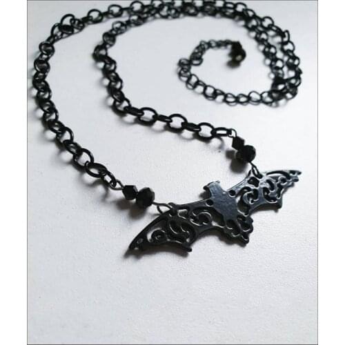 Punk Black Bat Animal Metal Pendant Necklace Gothic Hip Hop Rap Fashion Jewelry Gifts Cool Accessories Dark Jewelry