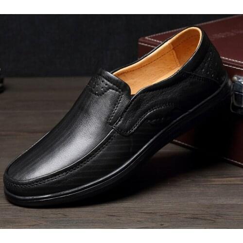 Genuine Leather Men Shoes Luxury Brand Italian Casual Slip on Formal Loafers Men Moccasins Italian Black Male Driving Shoes